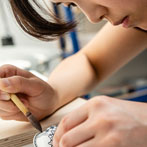 Miyu Kurihara working in her studio on collaborative work done with Yuta Segawa, London 2019